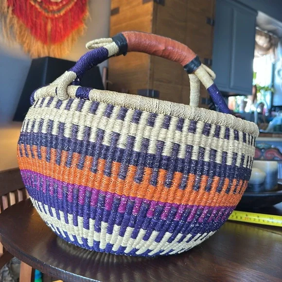 African Bolga basket. Ethnic, tribal, eclectic, unique, hippie, boho home vibes - Picture 10 of 16